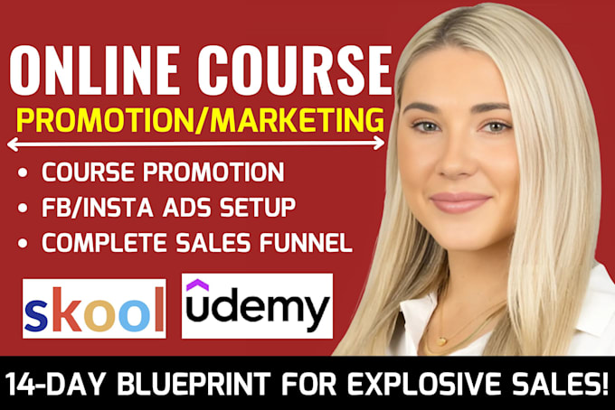 Gig Preview - Do udemy online course promotion, travel, tour course sales funnel, boost sales