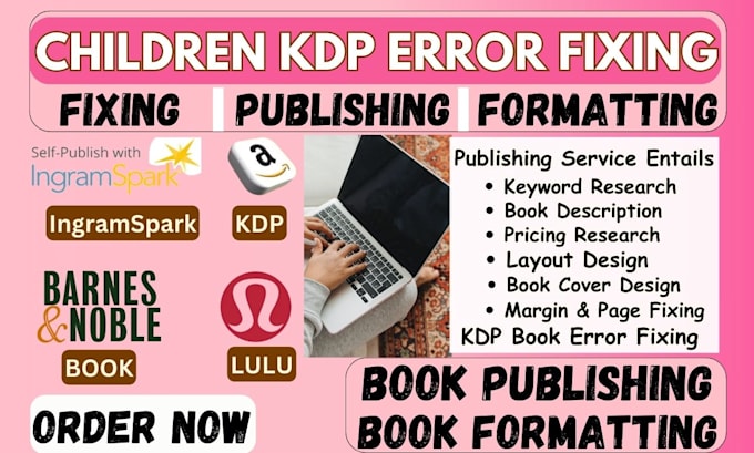 Gig Preview - Fix bleed cover error book interior formatting and publishing for kdp publishing