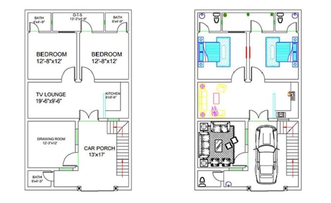 Gig Preview - Create 2d house plan and 3d elevations