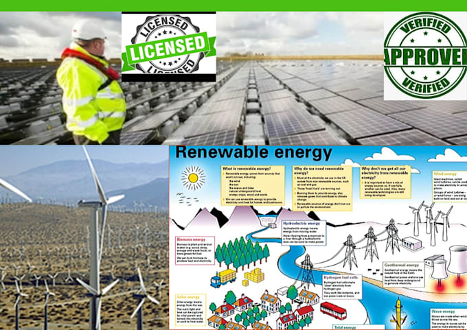 Gig Preview - Usa license,renewable energy systems, solar farms wind turbines,review and stamp