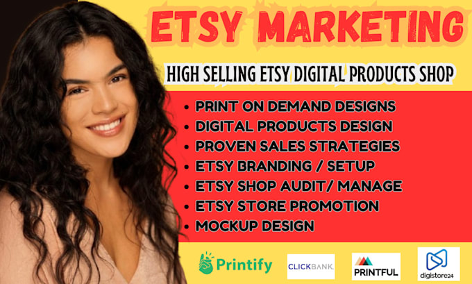 Gig Preview - Etsy digital product design for etsy digital products store, etsy seo listing