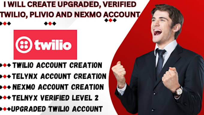 Bestseller - setup a verified and upgraded twilio telnyx  account for sending bulk sms, calls