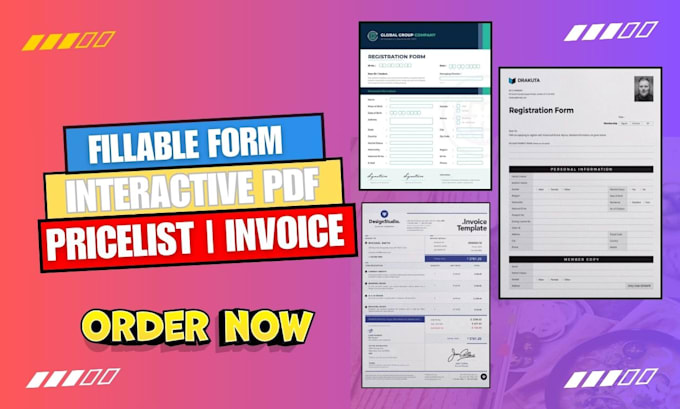 Gig Preview - Create fillable form, interactive pdf form design price list, invoice, quotation