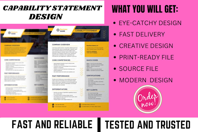 Gig Preview - Write and design government capability statement capability statement design