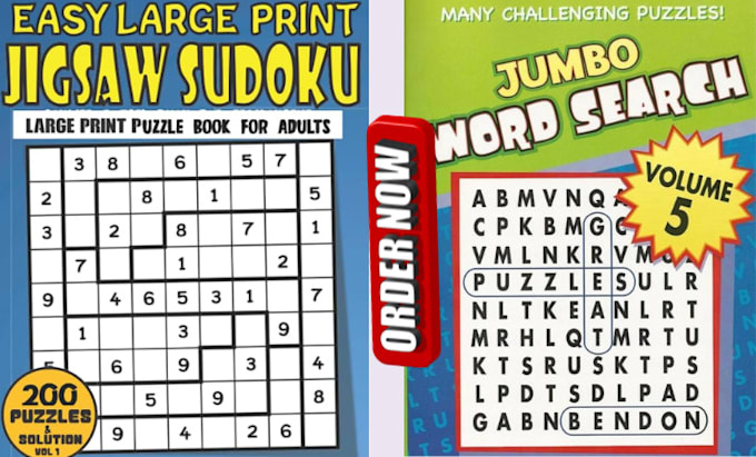 Gig Preview - Create sudoku word search maze and crossword activity puzzle book for kdp amazon