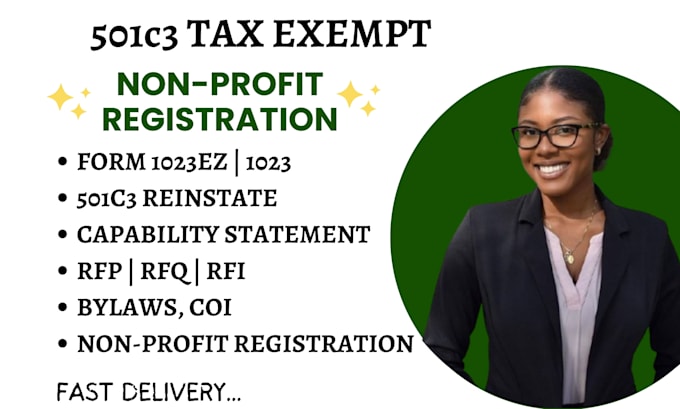 Gig Preview - Do non profit business registration, 501c3 reinstate, form 1023ez, bylaws, coi