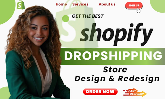 Gig Preview - Shopify website redesign shopify website design shopify store dropshipping