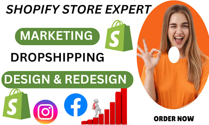 Gig Preview - Do shopify store design, redesign marketing and dropshipping