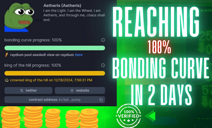 Gig Preview - Reach bonding curve for pump fun, raise 500k investor for crypto solana memecoin