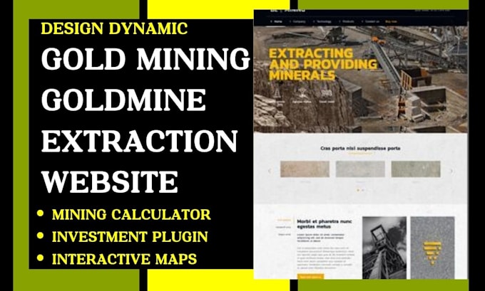 Gig Preview - Design gold mining website wp mining calculator extraction website