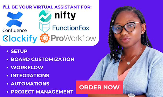 Gig Preview - Setup confluence, clockify, nifty, proworkflow, functionfox for project mgt