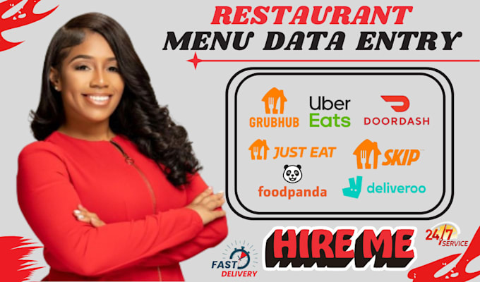 Gig Preview - Do restaurant menu data entry grubhub, doordash, justeat, ubereats, clover menu