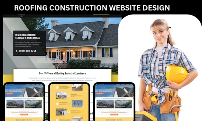 Gig Preview - Design roofing, plumber, construction contractor  website