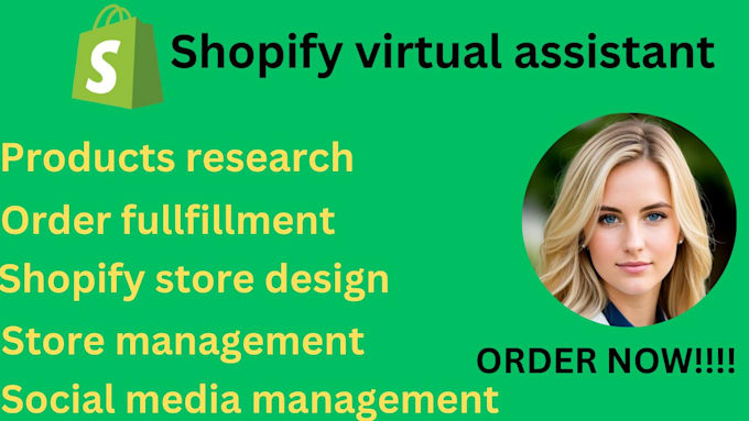 Gig Preview - Be shopify virtual assistant, setup pinterest titok ebay