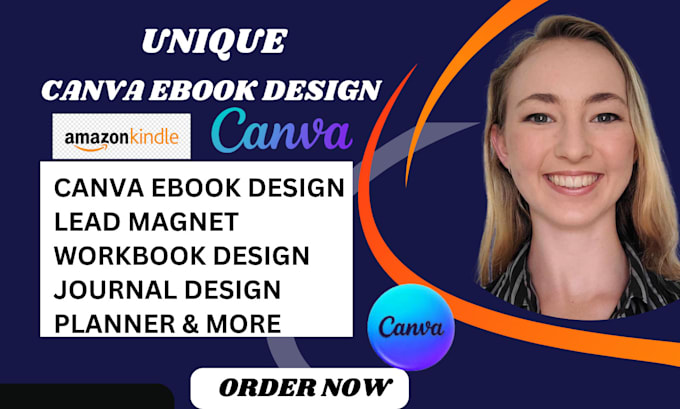 Gig Preview - Unique canva ebook design pdf lead magnet journal workbook design for amazon kdp