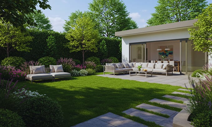 Bestseller - do landscape design, pool, backyard, exterior, patio, light room 3d rendering