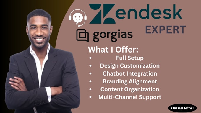 Gig Preview - Setup zendesk freshdesk gorgias crm help center and chatbot