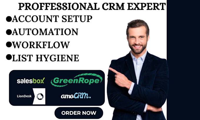 Gig Preview - Setup sales box crm lion desk green rope amo crm sale mate agile crm automation