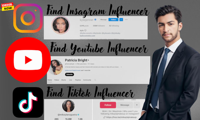 Gig Preview - Find instagram, youtube and tiktok influencers for you