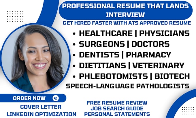 Bestseller - write healthcare resume surgeon, dentist, physician, pharmacy, medical resume