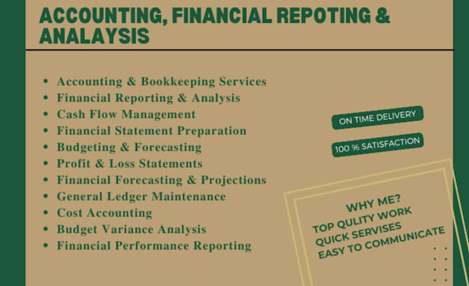 Gig Preview - Do accounting, financial reporting, analysis, projections and forecasting