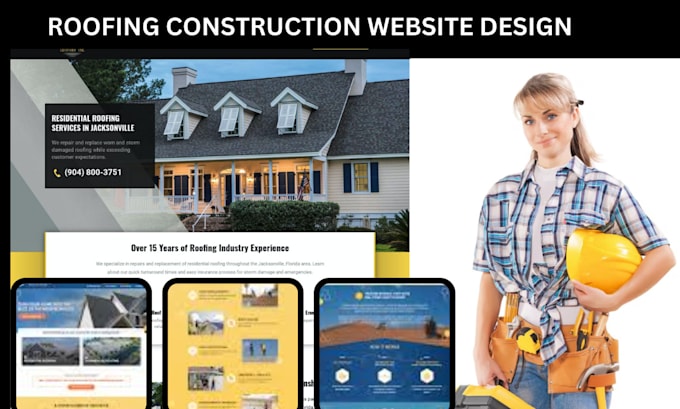 Gig Preview - Design plumber, roofing contractor construction website