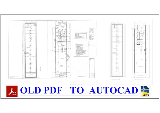 Gig Preview - Plans, 2d floor plans, elevations and convert pdf to autocad, dwg