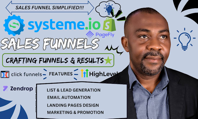 Gig Preview - Build high converting sales funnel on systeme io, gohighlevel and crm platforms