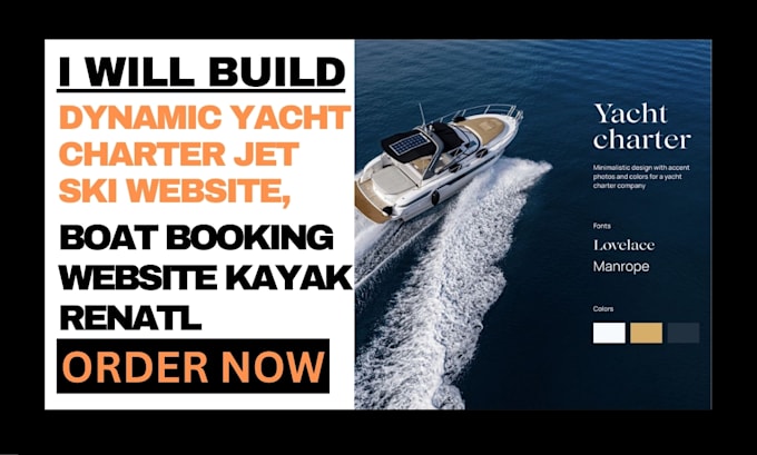 Gig Preview - Build dynamic yacht charter jet ski website boat booking kayak website boat rent