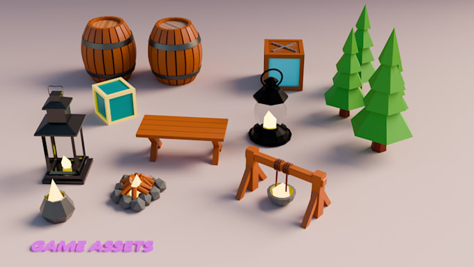 Gig Preview - Do 3d low poly game assets for game development