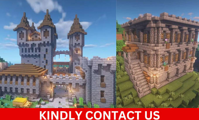 Gig Preview - Create, build custom minecraft map, spawn, lobby, castle, skywars, terrain house