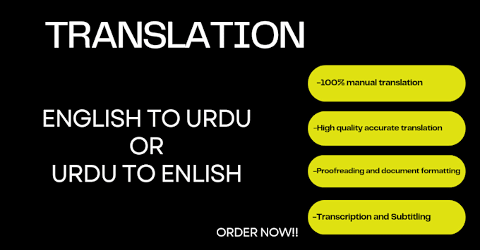 Gig Preview - Provide urdu to english and english to urdu translation services