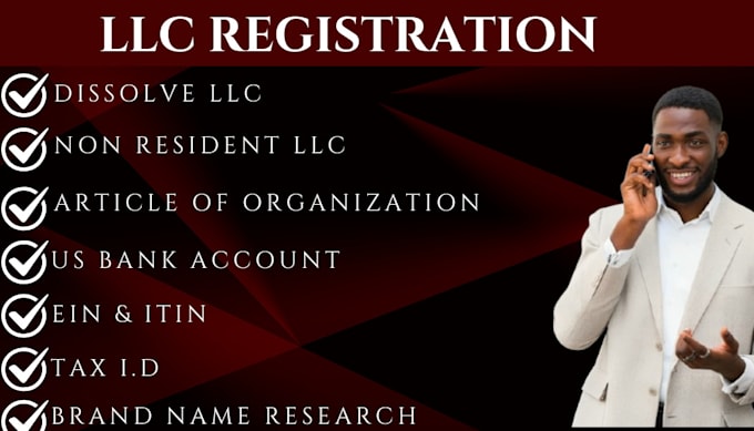 Gig Preview - Do US llc registration for non resident ein itin  tax id us bank account