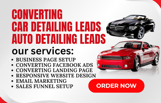 Gig Preview - Generate  converting car detailing lead auto detailing lead sales funnel