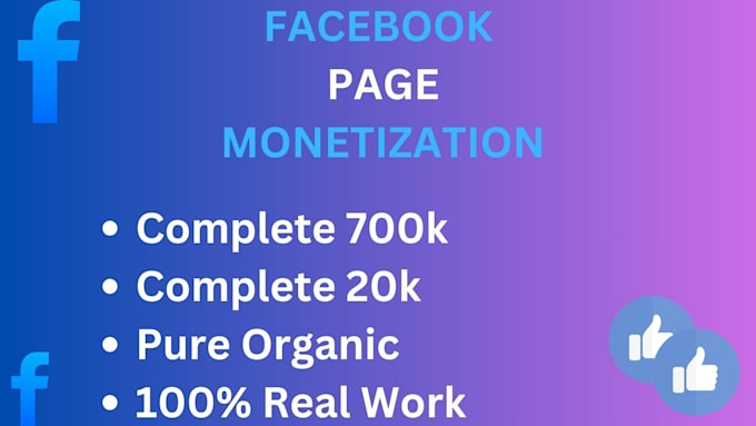 Gig Preview - Complete facebook page monetization criteria organically