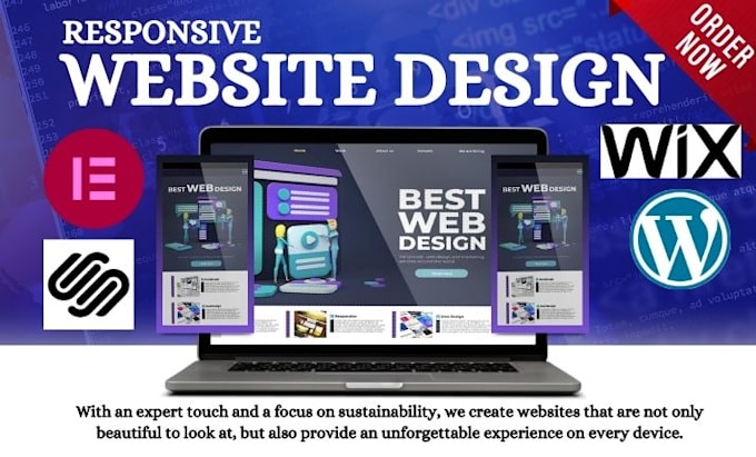 Gig Preview - Design responsive wordpress website on bluehost, squarespace, wix website