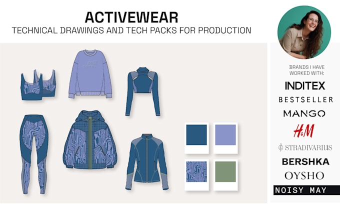 Bestseller - create professional activewear technical sketch and tech packs