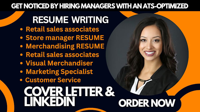 Gig Preview - Deliver retail sales associate resume, financial, merchandising, branch manager