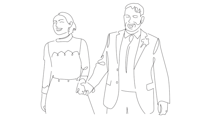 Gig Preview - Create a unique, stylized line drawing portrait of a family and pets