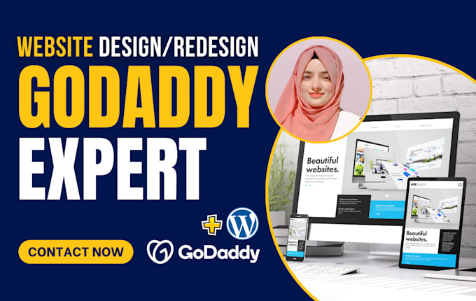 Gig Preview - Design or redesign a high performing godaddy website for your business, expert