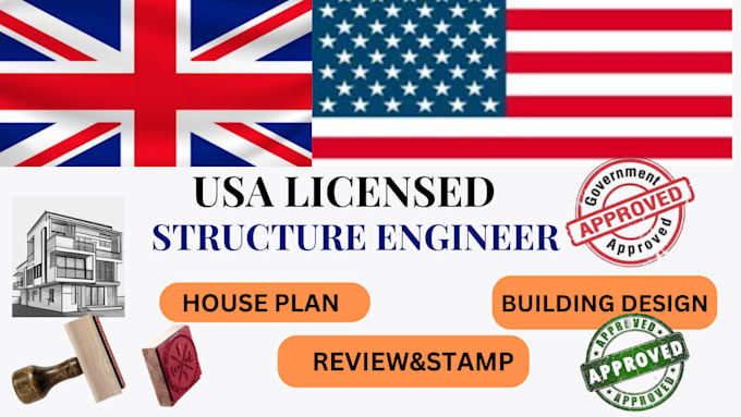 Gig Preview - Uk and usa architectural drawing, us licensed stamp, structural engineering