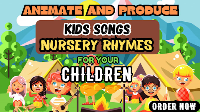 Gig Preview - Animate and produce kids songs nursery rhymes for children