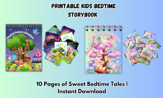 Gig Preview - Create printable kids bedtime storybook 10 pages of sweet bedtime tales