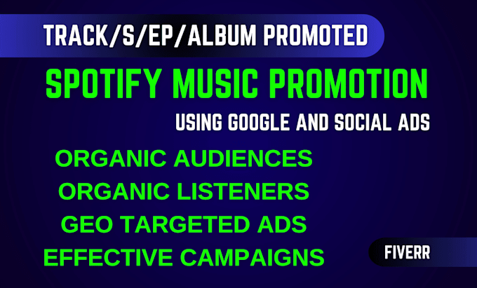 Gig Preview - Run official spotify ads for your spotify music and trigger algorithm