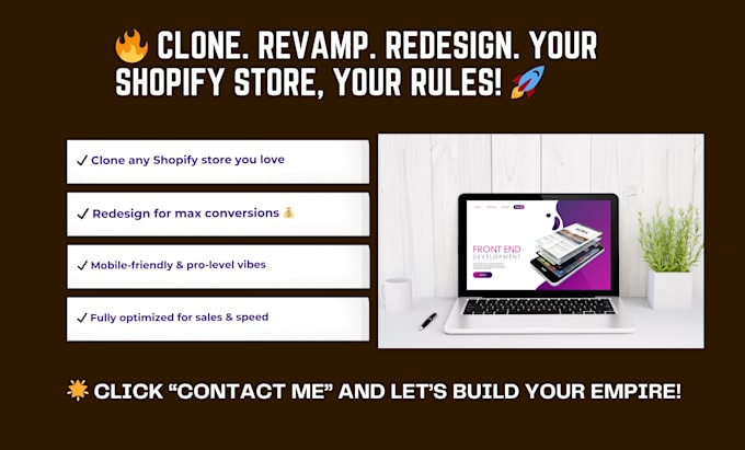 Gig Preview - Clone, revamp, redesign shopify dropshipping store, design shopify website