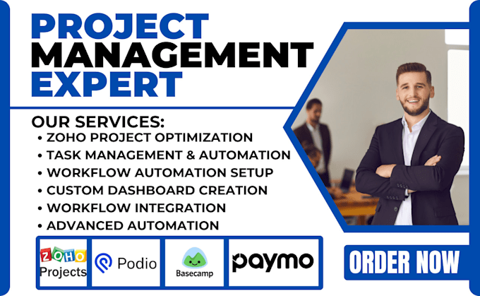 Gig Preview - Do workflow automation, custom dashboard on zoho projects paymo podio basecamp