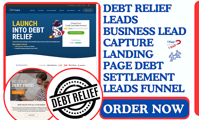 Gig Preview - Generate debt relief leads business landing page debt settlement leads funnel