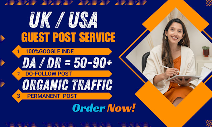 Gig Preview - Do UK USA guest post service with high da dofollow backlinks