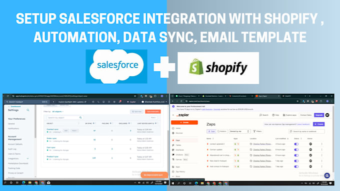 Gig Preview - Setup salesforce integration with shopify, automation, data sync, email template