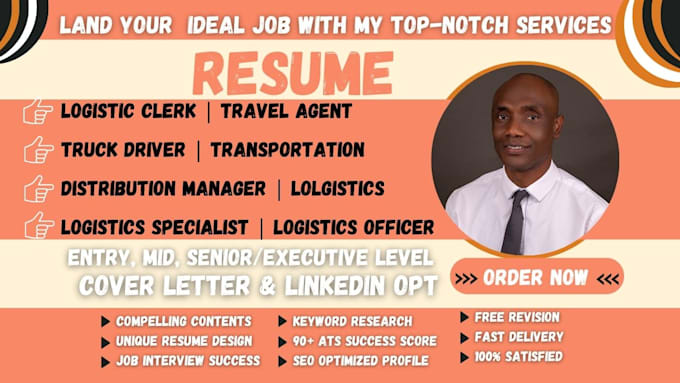 Gig Preview - Write logistics,  operations, logistics specialist, distribution manager resume